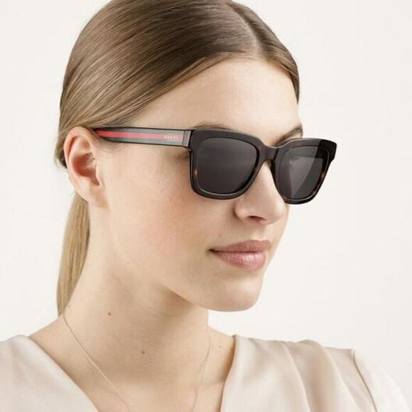 NEW GUCCI GG0001SN 003 Havana Colorful Gray Square Unisex Sunglasses - Picture 4 of 13